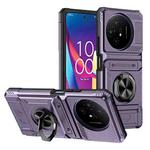 For TCL 50 XL 5G TPU Hybrid PC Shockproof Card Phone Case with Metal Ring Holder(Purple)