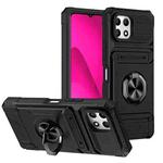 For T-Mobile REVVL 7 TPU Hybrid PC Shockproof Card Phone Case with Metal Ring Holder(Black)