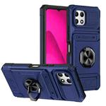 For T-Mobile REVVL 7 TPU Hybrid PC Shockproof Card Phone Case with Metal Ring Holder(Blue)