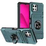 For T-Mobile REVVL 7 TPU Hybrid PC Shockproof Card Phone Case with Metal Ring Holder(Green)