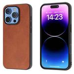 For iPhone 16 Pro Max Black Frame Two-color Calf Texture PU Phone Case(Brown)