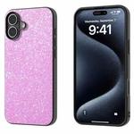 For iPhone 16 Plus Black Frame Colorful Glitter Phone Case(Dark Pink)