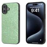 For iPhone 16 Plus Black Frame Colorful Glitter Phone Case(Dark Green)