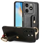 For itel A70 Wristband Leather Back Phone Case(Black)