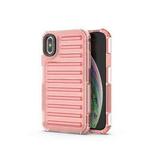 For iPhone XS / X High Transparency TPU Hybrid PC Airbag Phone Case(Peach Red)