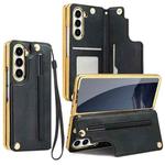 For Samsung Galaxy Z Fold7 VIETAO Film Integrated Folding Holder Flip PU Phone Case(Black)