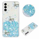 For Samsung Galaxy A35 5G Luminous Starry Sky Glitter Butterfly TPU Phone Case(Blue)