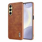 For Samsung Galaxy A26 5G AZNS Electroplated Frame Crocodile Texture Full Coverage Phone Case(Brown)