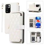 For Xiaomi 12T / 12T Pro Rhombic Full Zipper Wallet Leather Phone Case(White)