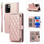 For Xiaomi 12T / 12T Pro Rhombic Full Zipper Wallet Leather Phone Case(Rose Gold)