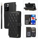 For Xiaomi 12T / 12T Pro Rhombic Full Zipper Wallet Leather Phone Case(Black)