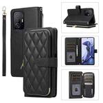 For Xiaomi Mi 11T / 11T Pro Rhombic Full Zipper Wallet Leather Phone Case(Black)