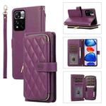 For Redmi Note 11 Pro Global Rhombic Full Zipper Wallet Leather Phone Case(Deep Purple)