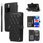 For Redmi Note 11 Pro Global Rhombic Full Zipper Wallet Leather Phone Case(Black)