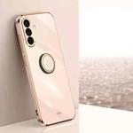 For Samsung Galaxy A36 5G XINLI Straight Edge 6D Electroplate TPU Phone Case with Ring Holder(Pink)