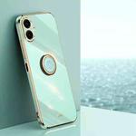 For Samsung Galaxy A07 5G XINLI Straight Edge 6D Electroplate TPU Phone Case with Ring Holder(Mint Green)