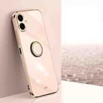For Samsung Galaxy A07 5G XINLI Straight Edge 6D Electroplate TPU Phone Case with Ring Holder(Pink)