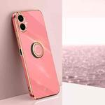 For Samsung Galaxy A07 5G XINLI Straight Edge 6D Electroplate TPU Phone Case with Ring Holder(Hawthorn Red)