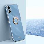 For Samsung Galaxy A07 5G XINLI Straight Edge 6D Electroplate TPU Phone Case with Ring Holder(Celestial Blue)