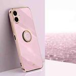 For Samsung Galaxy A07 5G XINLI Straight Edge 6D Electroplate TPU Phone Case with Ring Holder(Cherry Purple)