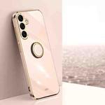 For Samsung Galaxy S25 5G XINLI Straight Edge 6D Electroplate TPU Phone Case with Ring Holder(Pink)