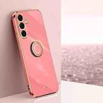 For Samsung Galaxy S25 5G XINLI Straight Edge 6D Electroplate TPU Phone Case with Ring Holder(Hawthorn Red)