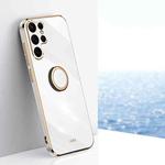 For Samsung Galaxy S25 Ultra 5G XINLI Straight Edge 6D Electroplate TPU Phone Case with Ring Holder(White)