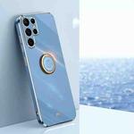 For Samsung Galaxy S25 Ultra 5G XINLI Straight Edge 6D Electroplate TPU Phone Case with Ring Holder(Celestial Blue)