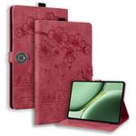 For OnePlus Pad / Pad Pro 12.1 Cartoon Sakura Cat Embossed Leather Tablet Case(Red)