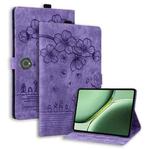 For OnePlus Pad / Pad Pro 12.1 Cartoon Sakura Cat Embossed Leather Tablet Case(Purple)