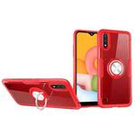 For Samsung Galaxy A01 Shockproof Transparent TPU + Acrylic Protective Case with Ring Holder(Red)