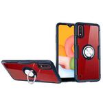 For Samsung Galaxy A01 Shockproof Transparent TPU + Acrylic Protective Case with Ring Holder(Navy Blue)