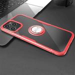 For iPhone 12 / 12 Pro Shockproof Transparent TPU + Acrylic Protective Case with Ring Holder(Red)