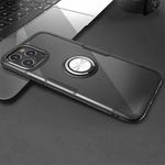 For iPhone 12 / 12 Pro Shockproof Transparent TPU + Acrylic Protective Case with Ring Holder(Silver Black)