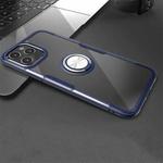 For iPhone 12 Pro Max Shockproof Transparent TPU + Acrylic Protective Case with Ring Holder(Navy Blue)