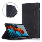 For Samsung Galaxy Tab S8 / Galaxy Tab S7 T870/T875 TPU Front Support Horizontal Flip Leather Case with Holder & Pen Slot & Sleep / Wake-up Function(Black)