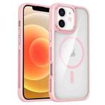 For iPhone 12 / 12 Pro Breathable Skin Feel Transparent MagSafe Magnetic Phone Case(Pink)