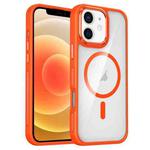 For iPhone 12 / 12 Pro Breathable Skin Feel Transparent MagSafe Magnetic Phone Case(Orange)