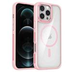 For iPhone 12 Pro Max Breathable Skin Feel Transparent MagSafe Magnetic Phone Case(Pink)