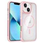 For iPhone 14 / 13 Breathable Skin Feel Transparent MagSafe Magnetic Phone Case(Pink)