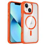 For iPhone 14 / 13 Breathable Skin Feel Transparent MagSafe Magnetic Phone Case(Orange)