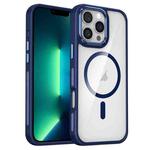 For iPhone 13 Pro Breathable Skin Feel Transparent MagSafe Magnetic Phone Case(Dark Blue)