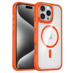 For iPhone 15 Pro Breathable Skin Feel Transparent MagSafe Magnetic Phone Case(Orange)