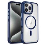 For iPhone 15 Pro Breathable Skin Feel Transparent MagSafe Magnetic Phone Case(Dark Blue)