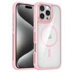 For iPhone 15 Pro Max Breathable Skin Feel Transparent MagSafe Magnetic Phone Case(Pink)