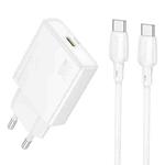 BOROFONE BN23 PD 20W Type-C Charger with 1m Type-C to Type-C Cable Set, Plug Type:EU Plug(White)