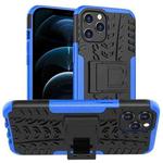 For iPhone 12 Pro Max Tire Texture Shockproof TPU + PC Protective Case with Holder(Blue)