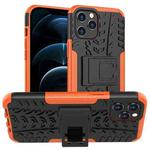 For iPhone 12 Pro Max Tire Texture Shockproof TPU + PC Protective Case with Holder(Orange)