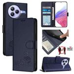 For Xiaomi Civi 5 Pro 5G Cat Rat Embossed Pattern RFID Leather Phone Case with Lanyard(Blue)