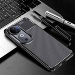 For vivo V40 Carbon Fiber Texture Shockproof TPU Phone Case(Black)